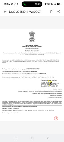 Corporation certificate